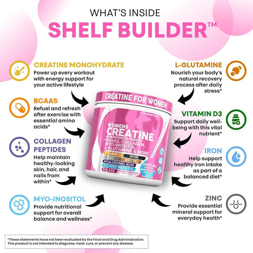 Female Creatine Powder Creatine Monohydrate Powder with BCAA & Amino Acids, Daily Health and Nutrition Dietary Supplement