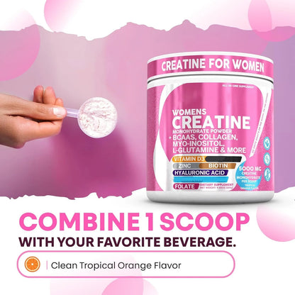 Female Creatine Powder Creatine Monohydrate Powder with BCAA & Amino Acids, Daily Health and Nutrition Dietary Supplement